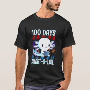 100TH Day Of School Axolotl Reading Boys Girls Kid T-Shirt