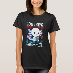 100TH Day Of School Axolotl Reading Boys Girls Kid T-Shirt