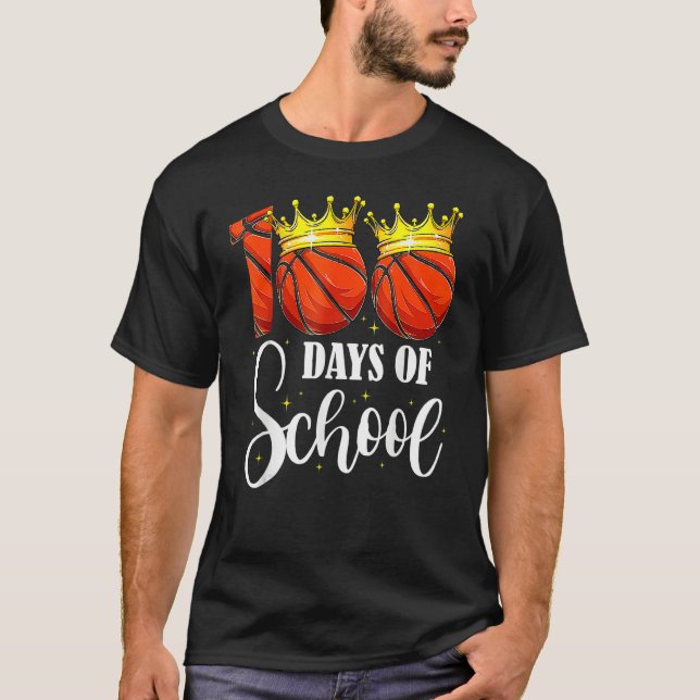 100th Day Of School Basketball 100 Days Smarter Te T-Shirt (Front)