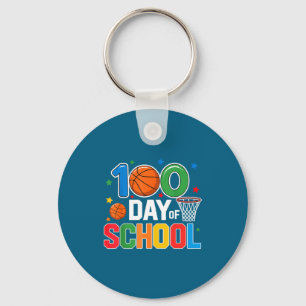 100th Day Of School Basketball - Kids 100 Days Of  Key Ring