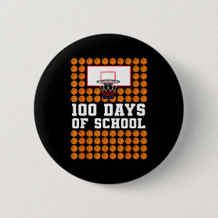 100th Day Of School Basketball Kids 100 Days Of Sc 6 Cm Round Badge