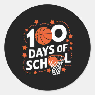 100th Day Of School Basketball Kids 100 Days Of Sc Classic Round Sticker