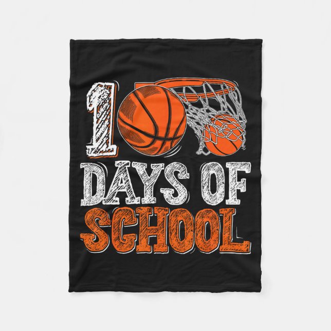 100th Day Of School Basketball Kids 100 Days Of Sc Fleece Blanket (Front)