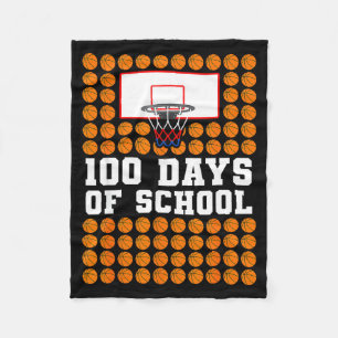 100th Day Of School Basketball Kids 100 Days Of Sc Fleece Blanket