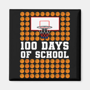 100th Day Of School Basketball Kids 100 Days Of Sc Magnet