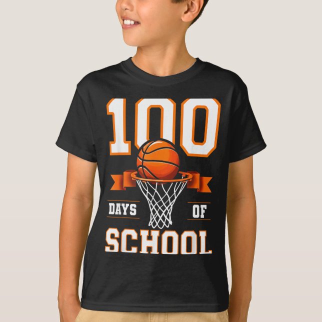 100th Day Of School Basketball Kids 100 Days Of Sc T-Shirt (Front)