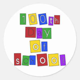 100th Day of School Block Letters Classic Round Sticker