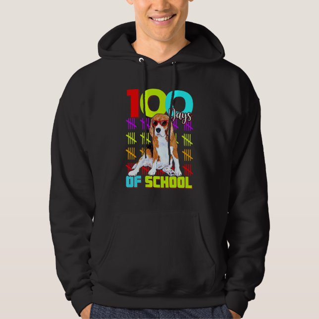 100th Day Of School Boys Kids Beagle  Costume Hoodie (Front)