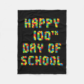 100th Day Of School Build Blocks Teachers Kids Fleece Blanket