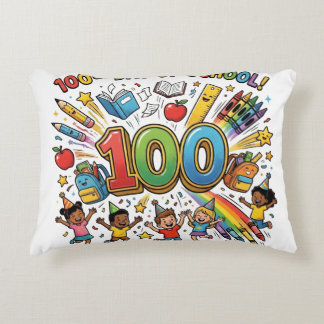 100th Day of School Colorful Celebration Design – Decorative Cushion