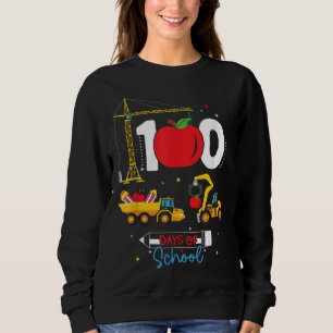 100th Day of School Construction Vehicles Teacher  Sweatshirt