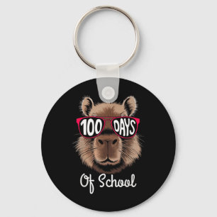 100th Day Of School Cool Capybara 100 Days Smarter Key Ring