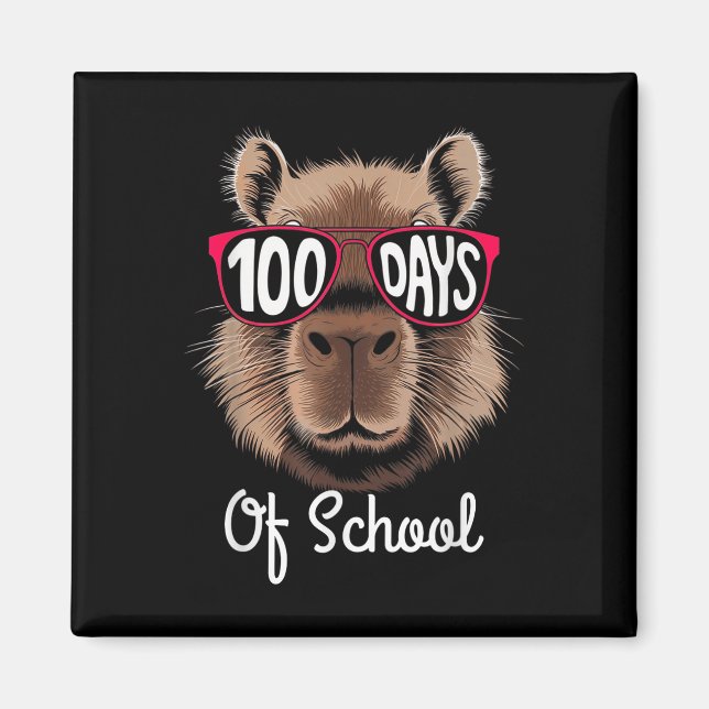 100th Day Of School Cool Capybara 100 Days Smarter Magnet (Front)