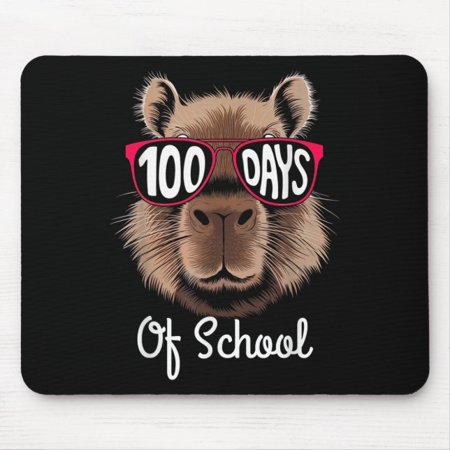 100th Day Of School Cool Capybara 100 Days Smarter Mouse Pad (Front)