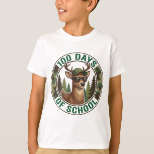 100th Day of School Cute Buck Deer Camo T-Shirt