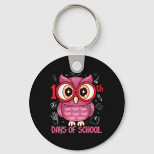 100th Day Of School Cute Owl 100 Days Smarter Girl Key Ring