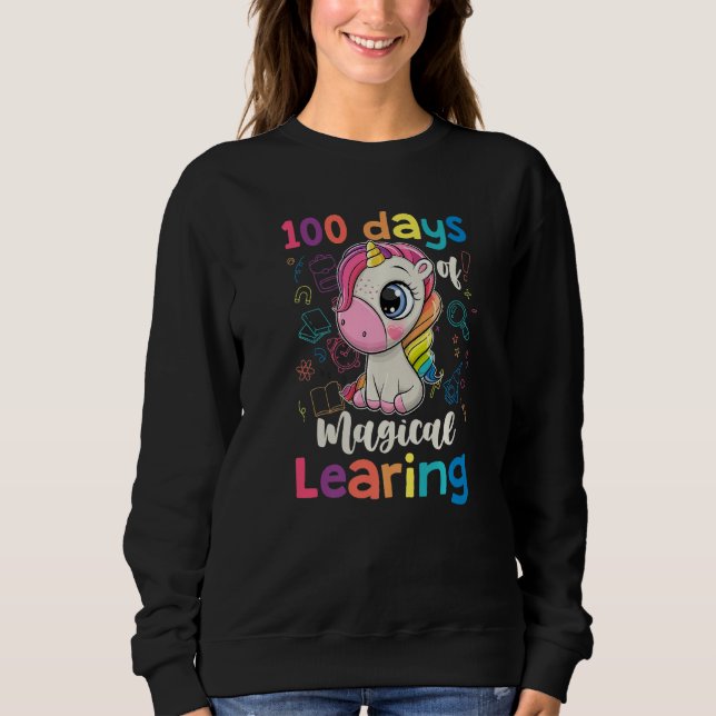 100th Day of School Cute Unicorn Girls 100 Days of Sweatshirt (Front)