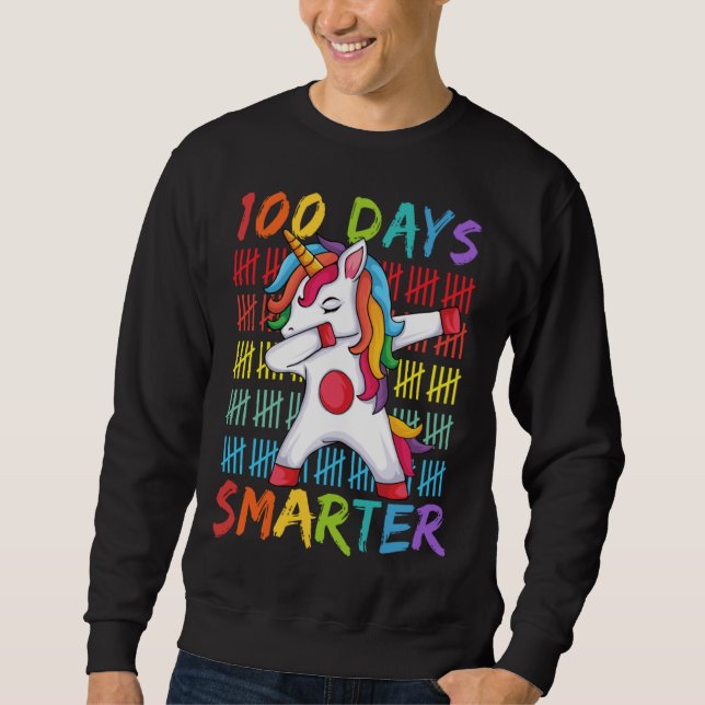 100th Day of School Dabbing Unicorn 100 Days Smart Sweatshirt (Front)