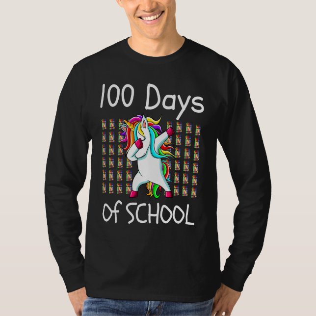 100th Day of School Dabbing Unicorn Teacher Kids 1 T-Shirt (Front)