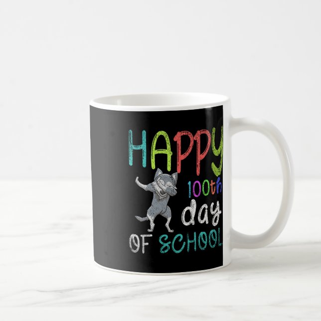 100th Day Of School Dabbing Wolf 100 Days Of Schoo Coffee Mug (Right)
