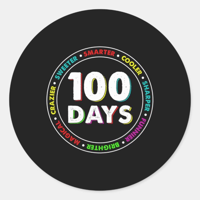 100th Day Of School Design Gift For Smarter Studen Classic Round Sticker (Front)