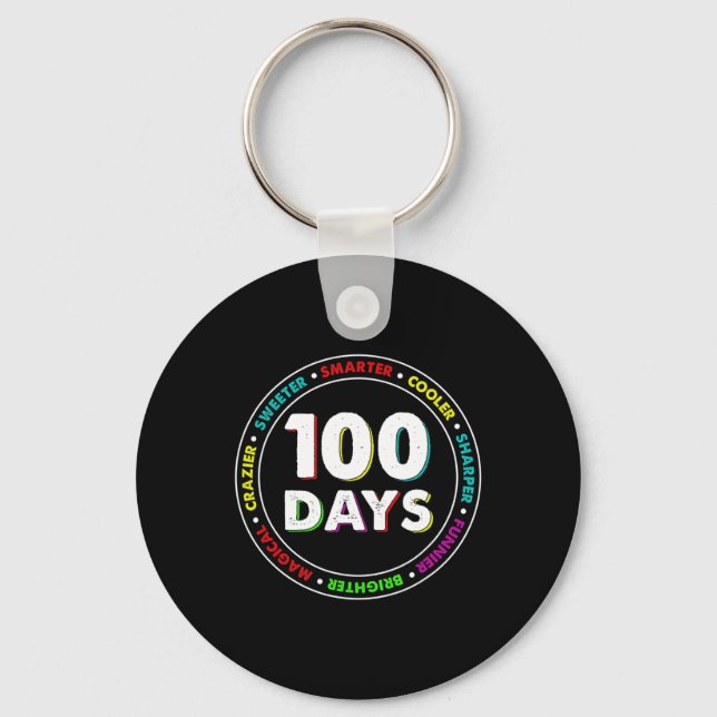 100th Day Of School Design Gift For Smarter Studen Key Ring (Front)
