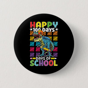 100th Day Of School Dino Kids Happy 100 Days Dinos 6 Cm Round Badge