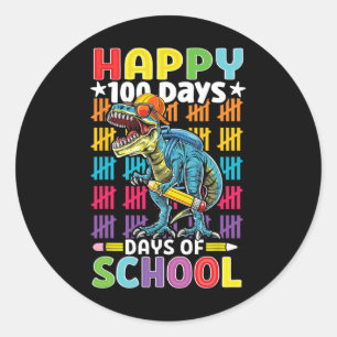 100th Day Of School Dino Kids Happy 100 Days Dinos Classic Round Sticker