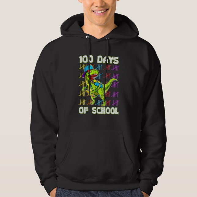100th Day Of School Dino Kids Happy 100 Days Dinos Hoodie (Front)