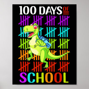 100th Day Of School Dino Kids Happy 100 Days Dinos Poster