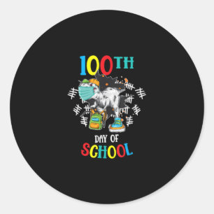 100th Day Of School Dinosaurs Mask Virtual Classic Round Sticker