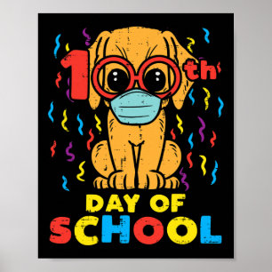 100th Day Of School Dog In Mask 100 Days Quarantin Poster