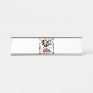 100th Day of School Fun T-Shirt | Colorful Kids &  Desk Name Plate