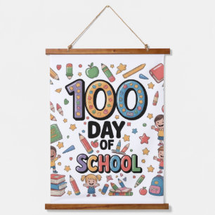 100th Day of School Fun T-Shirt   Colorful Kids &  Hanging Tapestry