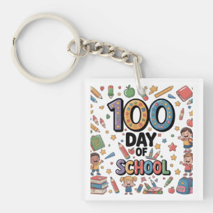 100th Day of School Fun T-Shirt   Colorful Kids &  Key Ring