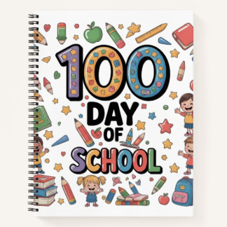 100th Day of School Fun T-Shirt | Colorful Kids & Notebook