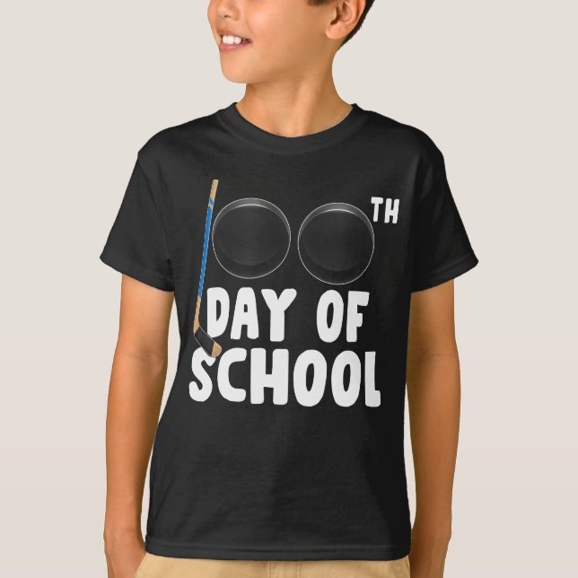 100th day of school funny idea ice hockey T-Shirt (Front)