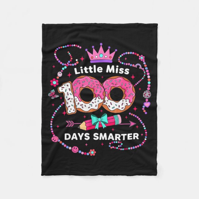 100th Day Of School Girls Kids Little Miss 100 Day Fleece Blanket (Front)