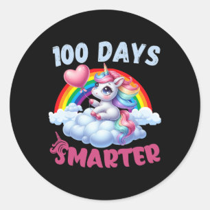 100th Day Of School Girls Teacher Unicorn 100 Days Classic Round Sticker