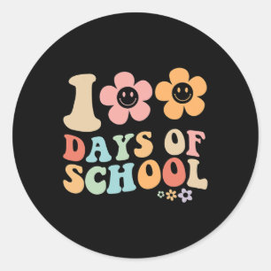 100th day of school groovy vintage design for stud classic round sticker