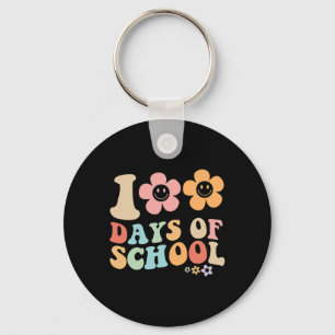 100th Day Of School Groovy Vintage Design For Stud Key Ring