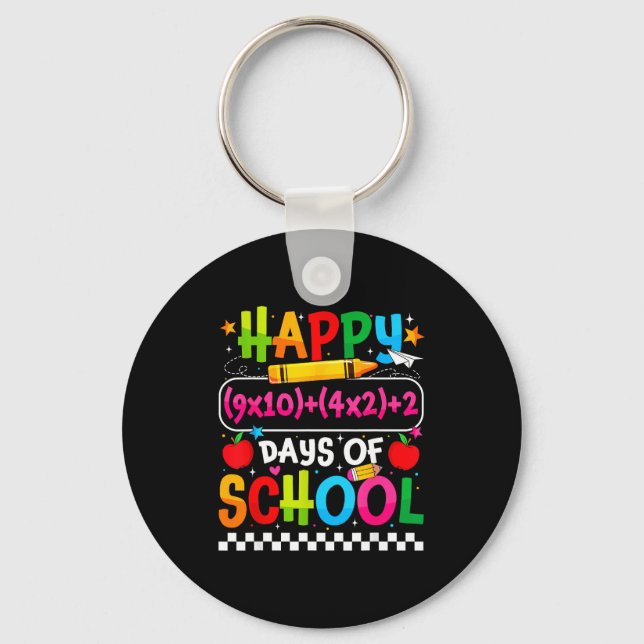100th Day Of School Happy 100 Days Math Equation T Key Ring (Front)
