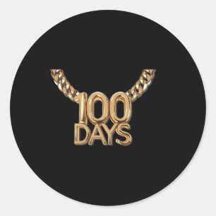 100th Day Of School Hip Hop Costume Gold Chain Nec Classic Round Sticker