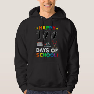 100th Day Of School Hockey 100 Days Of School Spor Hoodie