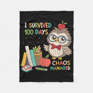100th Day Of School - I Survived 100 Days - Chaos Fleece Blanket