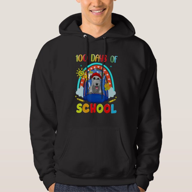 100th Day of School Irish Wolfhound Dog Teacher Hoodie (Front)