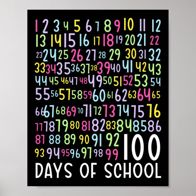 100th Day Of School Kids 100 Days Learning Math Nu Poster (Front)