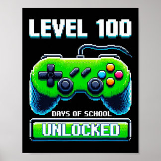 100th Day Of School Kids Video Games Boy Gamer  Poster