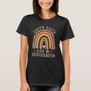 100th Day Of School Kindergarten Rainbow Teacher L T-Shirt