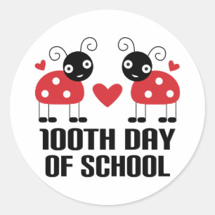 100th Day Of School Ladybug Teacher Gift Classic Round Sticker